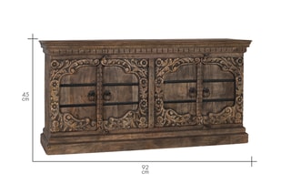 Buffet 4 portes en manguier massif - 180 x 45 x 92 cm