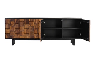 Buffet 4 portes en manguier et bois de sheesham - 212 x 75 x 40 cm