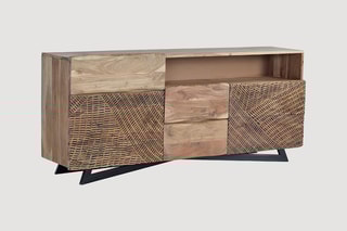 Buffet 2 portes - Naturel et noir