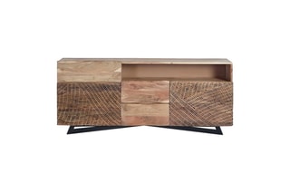 Buffet 2 portes - Naturel et noir