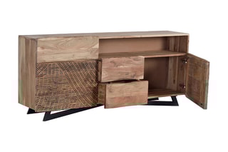 Buffet 2 portes - Naturel et noir