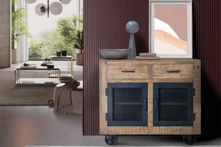Buffet 2 portes - Naturel et noir