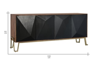 Buffet 4 portes en manguier - 80 x 180 x 46 cm