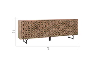Buffet 4 portes en manguier - 220 x 76 x 40 cm