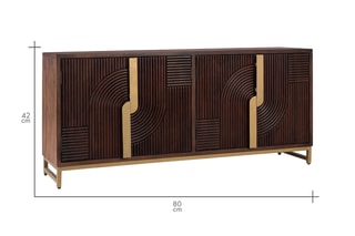 Buffet 4 portes en manguier massif - 175 x 80 x 42 cm