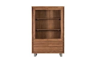 Vitrine 2 portes en bois massif d’acacia - 120 x 190 x 45 cm