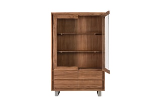 Vitrine 2 portes en bois massif d’acacia - 120 x 190 x 45 cm