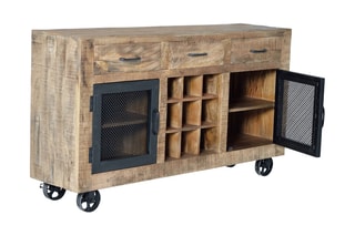 Buffet 2 portes - Naturel et noir