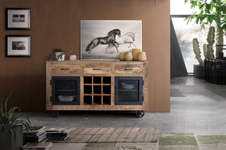 Buffet 2 portes - Naturel et noir