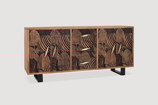 Buffet 4 portes - Naturel et noir