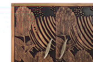 Buffet 4 portes - Naturel et noir