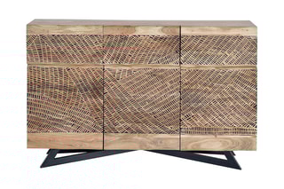 Buffet 3 portes - Naturel et noir