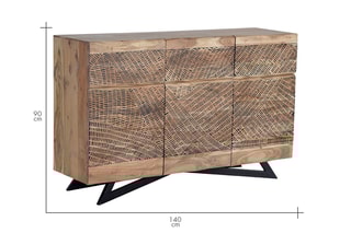Buffet 3 portes - Naturel et noir