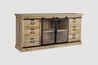 Buffet 2 portes - Naturel et noir