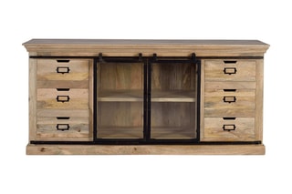 Buffet 2 portes - Naturel et noir