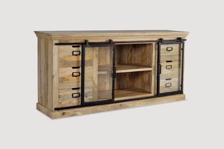 Buffet 2 portes - Naturel et noir