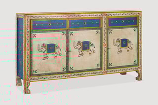 Buffet 3 portes Naturel et bleu