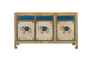 Buffet 3 portes Naturel et bleu