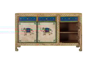 Buffet 3 portes Naturel et bleu