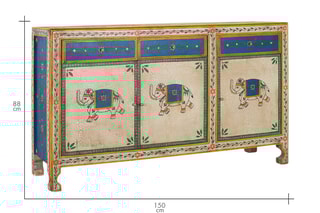 Buffet 3 portes Naturel et bleu