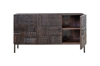 Buffet 3 portes - Naturel et noir