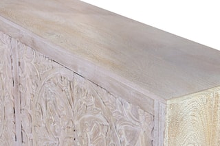 Buffet 4 portes - Blanc vieilli et naturel