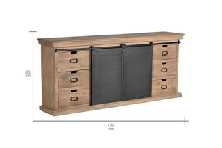 Buffet 2 portes - Naturel et noir