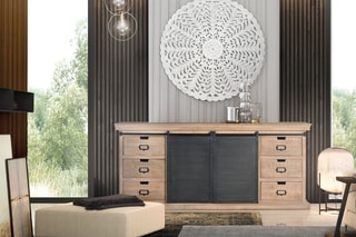 Buffet 2 portes - Naturel et noir
