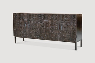 Buffet 4 portes - Naturel et noir