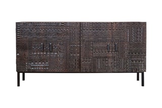 Buffet 4 portes - Naturel et noir