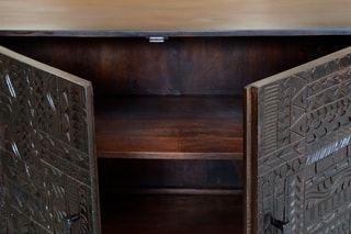 Buffet 4 portes - Naturel et noir