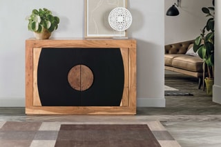 Buffet 2 portes - Naturel et noir