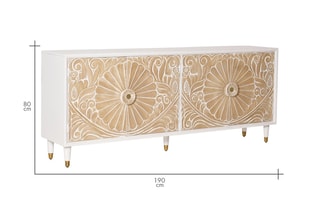 Buffet 4 portes - Naturel et blanc