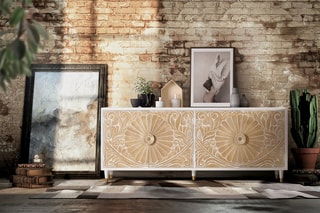 Buffet 4 portes - Naturel et blanc