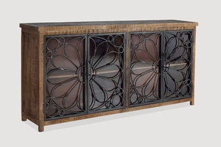 Buffet 4 portes - Naturel et noir