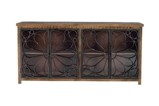 Buffet 4 portes - Naturel et noir