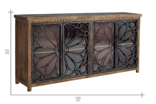 Buffet 4 portes - Naturel et noir