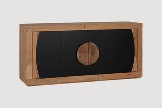 Buffet 4 portes - Naturel et noir