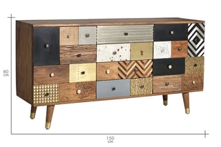 Buffet 2 portes - Naturel et noir