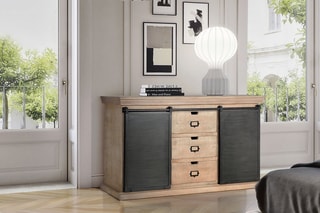 Buffet 2 portes - Naturel et noir