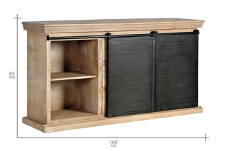 Buffet 2 portes - Naturel et noir