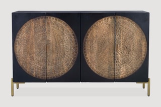 Buffet 4 portes - 
Noir et naturel