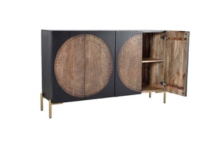 Buffet 4 portes - 
Noir et naturel