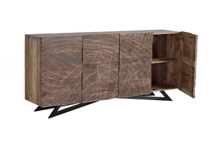 Buffet 4 portes - Naturel et noir