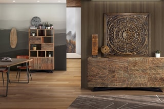 Buffet 4 portes - Naturel et noir