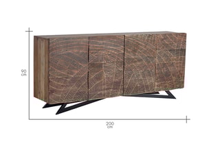 Buffet 4 portes - Naturel et noir