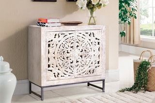 Buffet 2 portes - Blanc vieilli