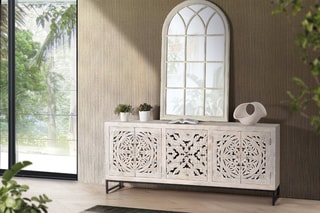 Buffet 4 portes - Naturel et noir