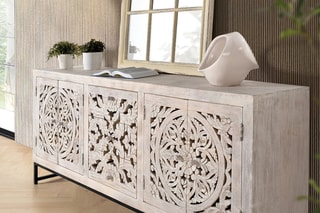 Buffet 4 portes - Naturel et noir