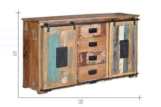 Buffet 2 portes - Naturel et noir